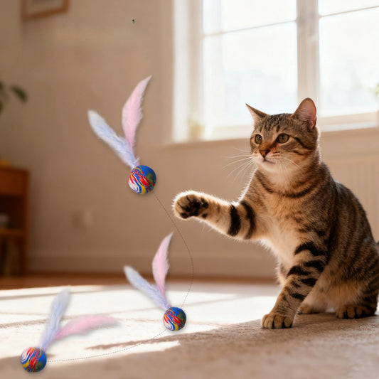 Ball Feather Funny Cat Toys Interactive Ball Plus Feather Foam Ball Throwing Toys Pet Supplies Katten Toy