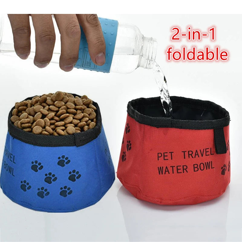 2 In 1 Pet Travel Portable Foldable Water Bowl