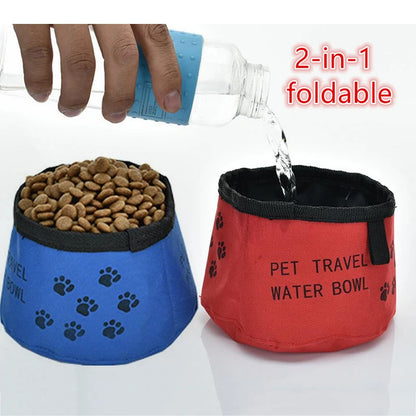 2 In 1 Pet Travel Portable Foldable Water Bowl
