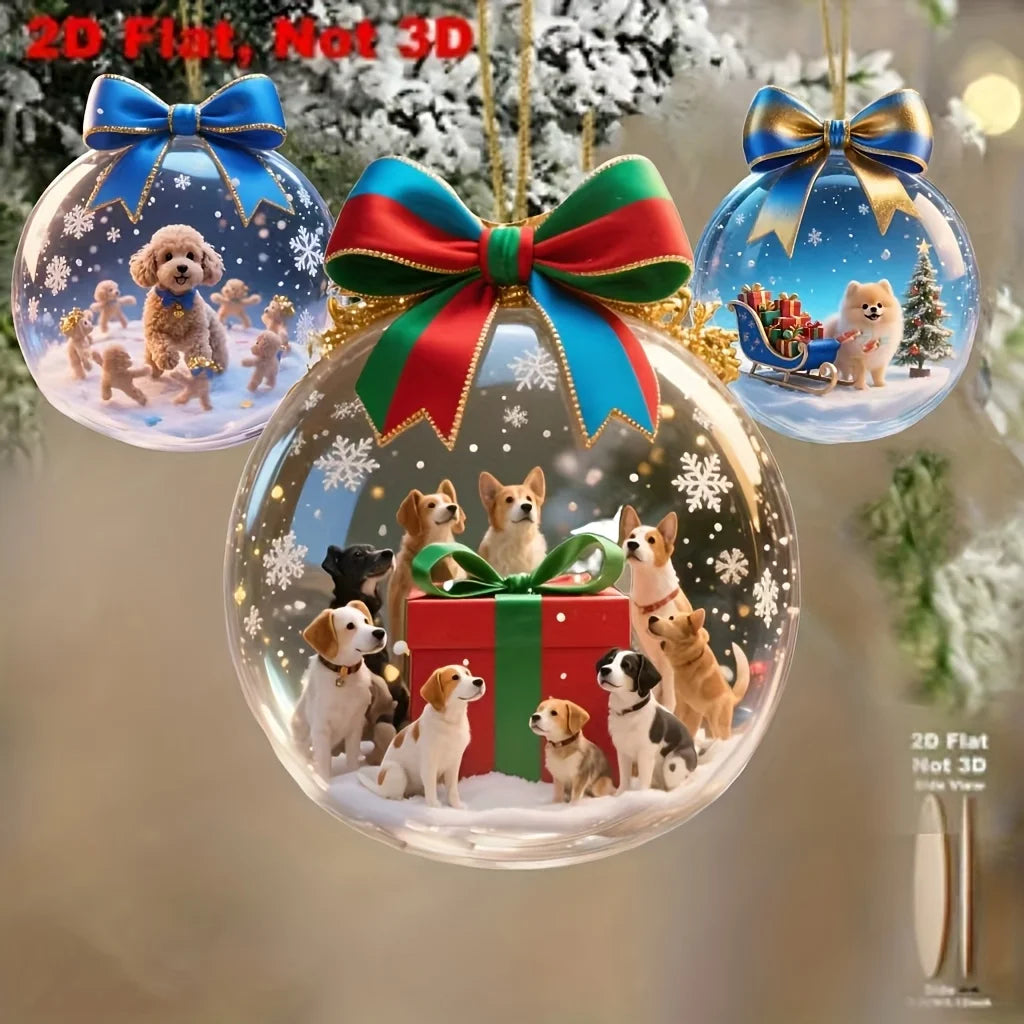 8Piece Set of Holiday Christmas Cute Dog decorations