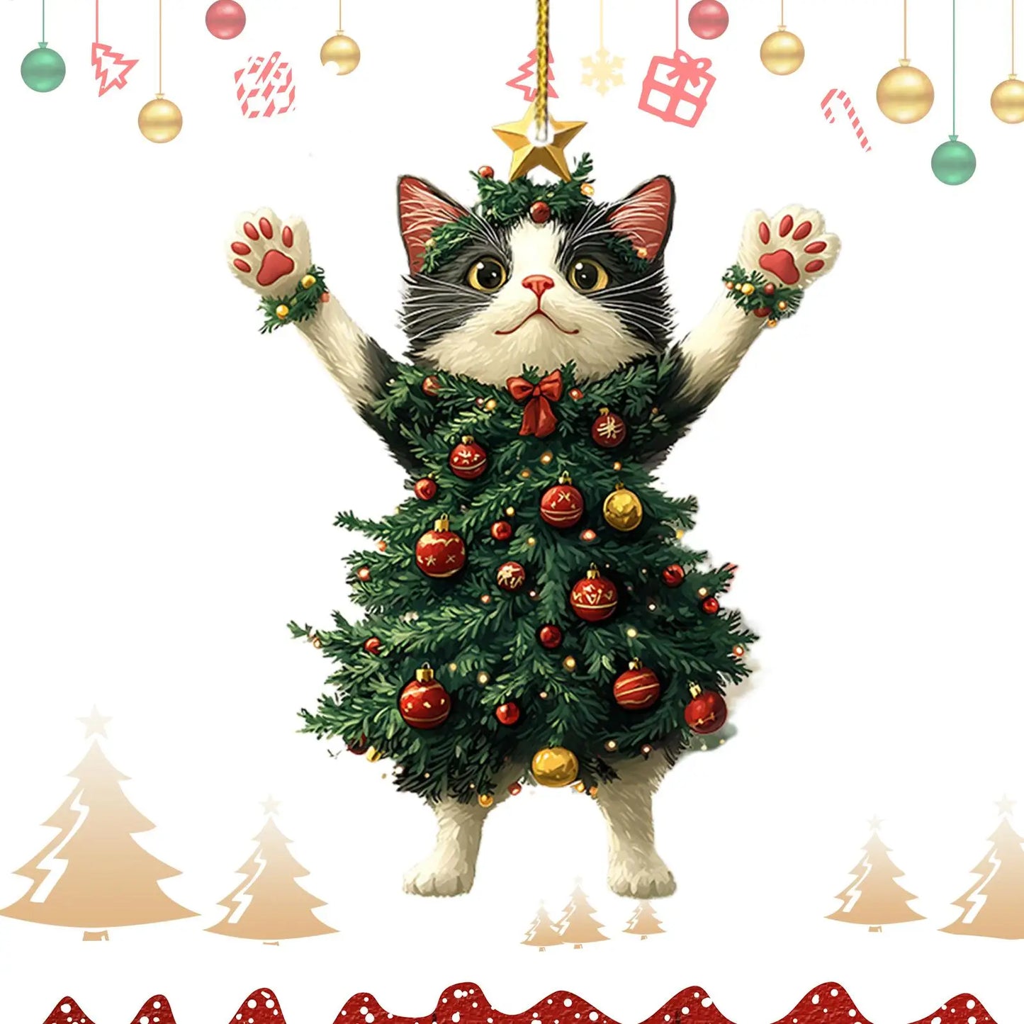 Christmas Tree Cat Decoration