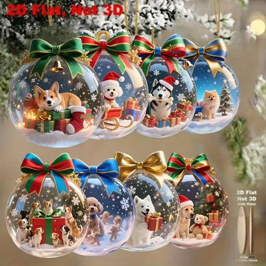 8Piece Set of Holiday Christmas Cute Dog decorations
