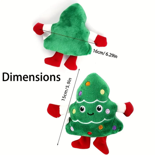 1pc Festive Christmas Tree Plush Dog Toy, Durable Polyester Chew Toy for Small Breeds, Interactive Holiday Pet Plaything