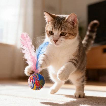 Ball Feather Funny Cat Toys Interactive Ball Plus Feather Foam Ball Throwing Toys Pet Supplies Katten Toy